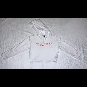 Say what? Flawless White Cropped Hoodie